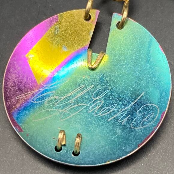 HOLLY YASHI Earrings Niobium Round Circle Pink Gold Blue Dangle Drop Signed - Picture 6 of 7